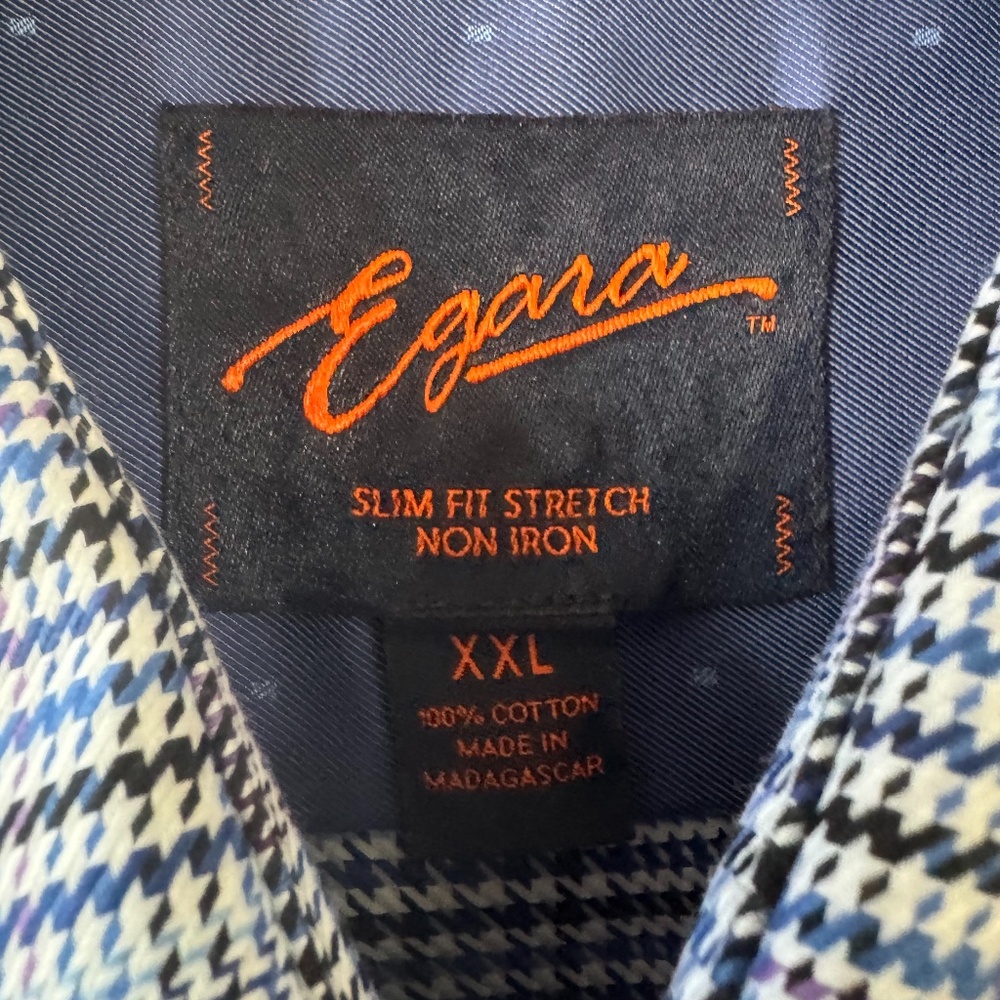 Egara Men’s XXL Dress Shirt Plaid Check Long Sleeve Button Up - Picture 3 of 7